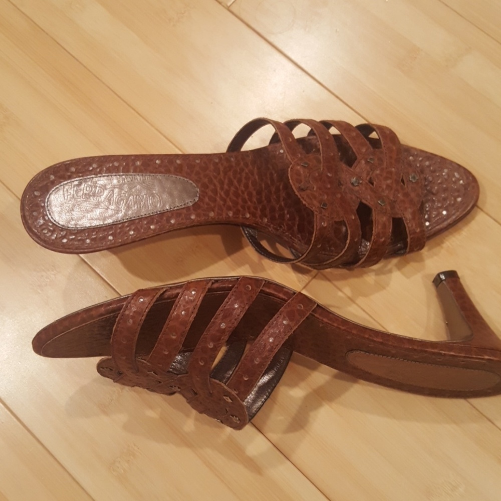 Ferragamo Kitten Heel Slides